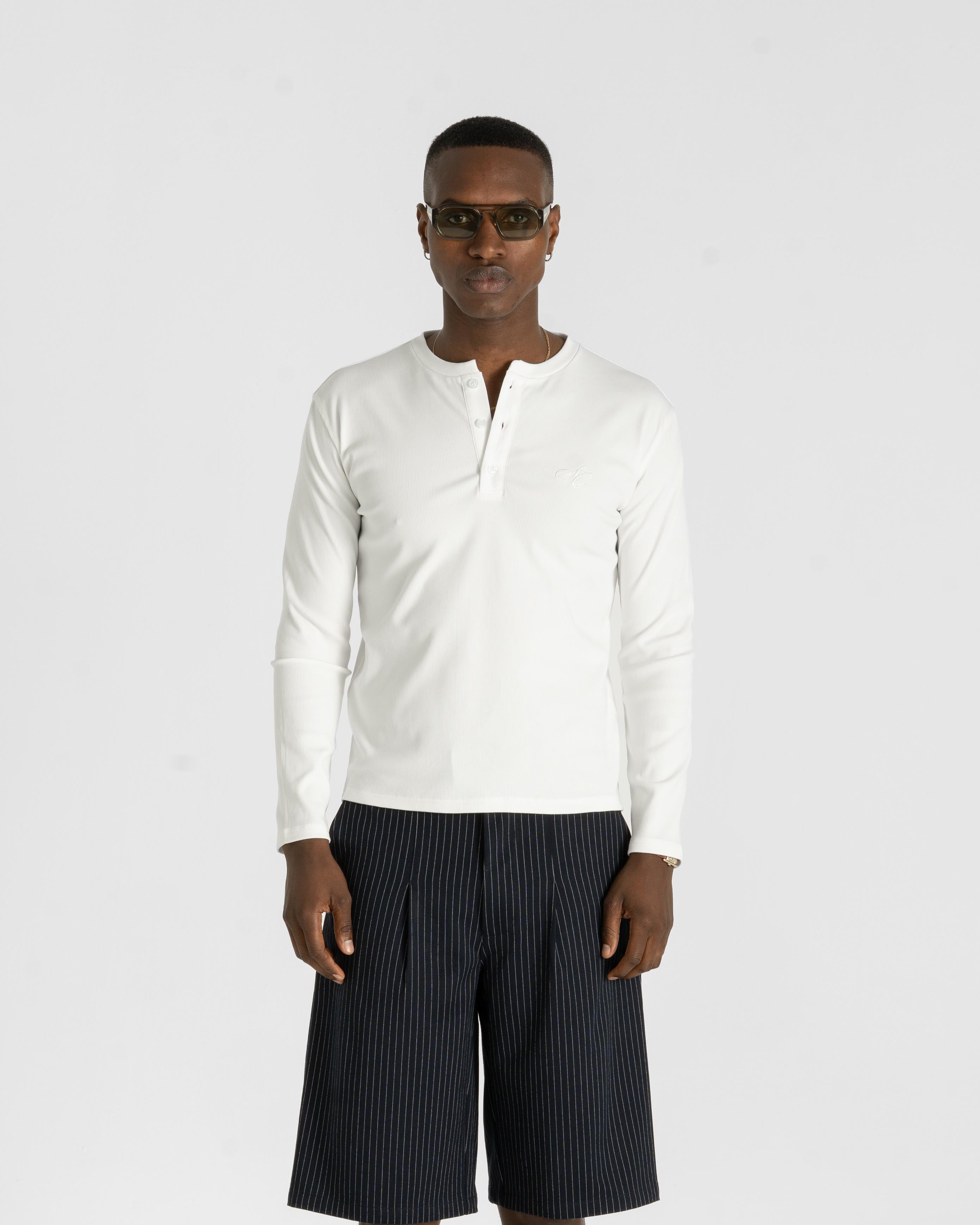 Henley Long Sleeve White